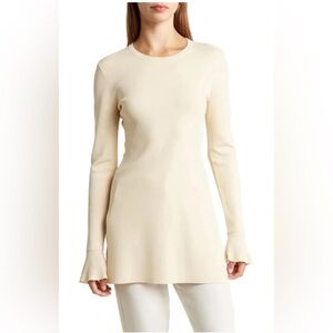 THEORY Milania Bell Sleeve Knit Tunic in Wood Ash Size